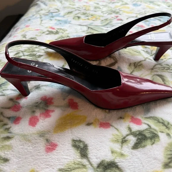NWT - Gucci Burgundy Patent Leather Slingbacks - Size 38 - Picture 3 of 10